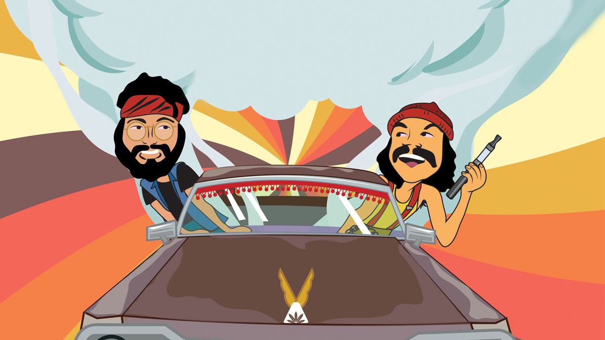 cheech and chong smoking car